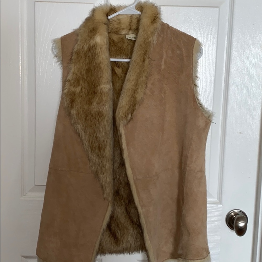 Ecru Suede & Fur Vest • Size M
